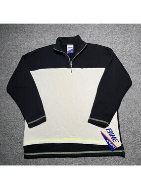 Vtg Bike Athletics Sweater Womens Medium 1/4 Zip Pullover Cotton Blend Made USA